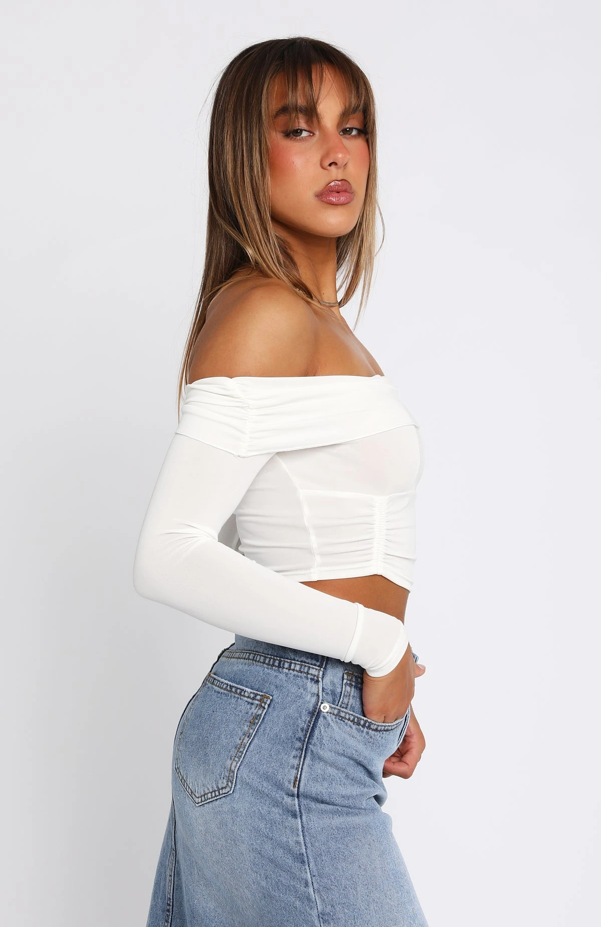Not Alone Long Sleeve Crop White - Image 5