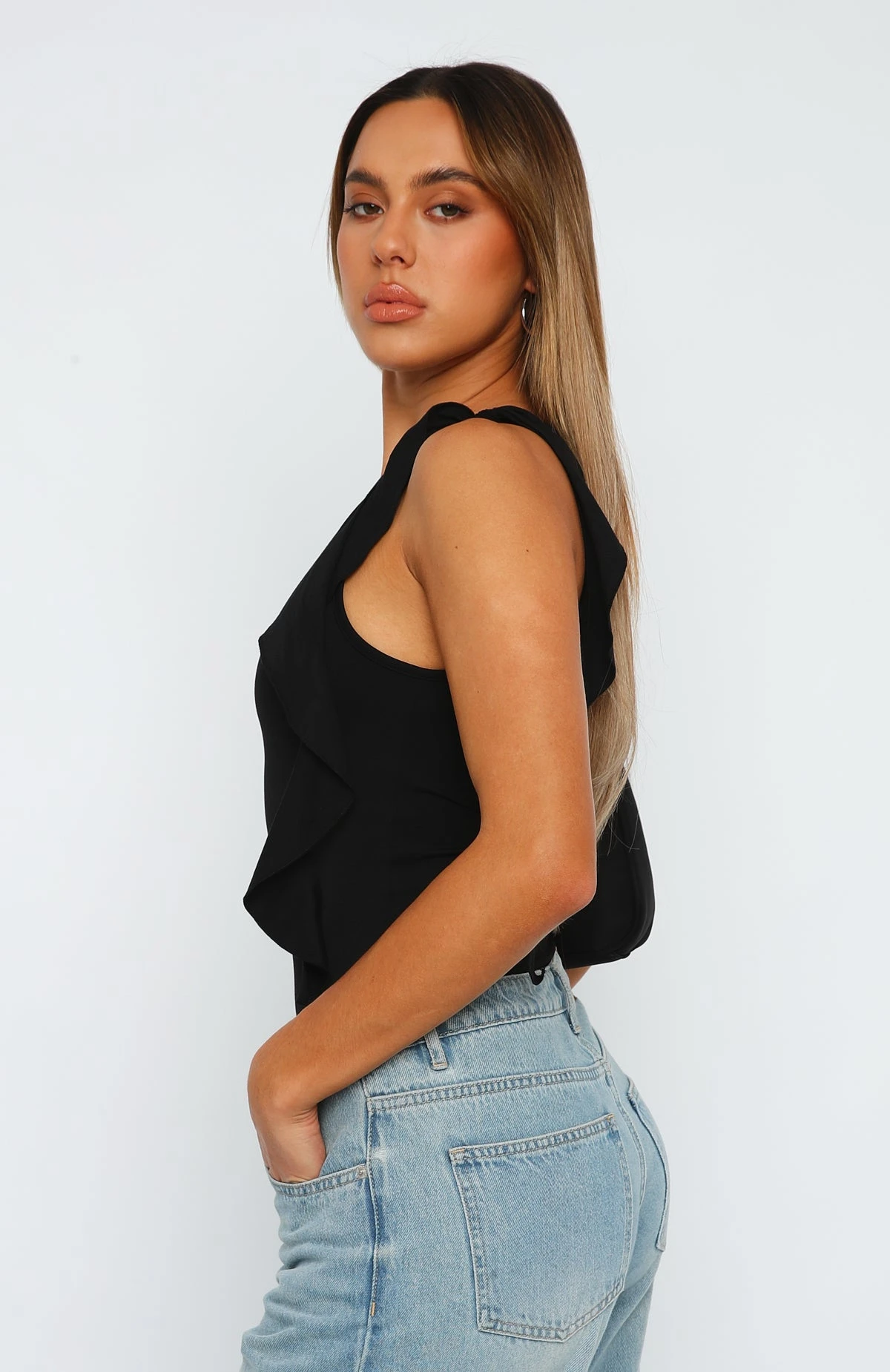Give You Love One Shoulder Bodysuit Black - Image 5