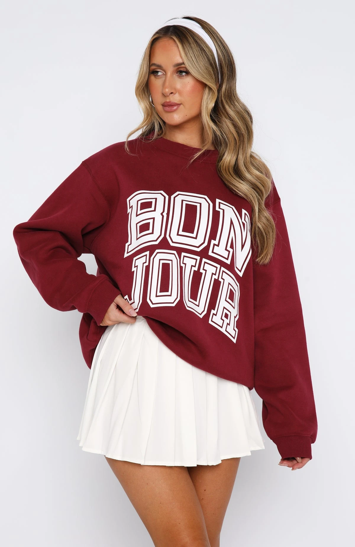 Take Me To Paris Oversized Sweater Wine - Image 2