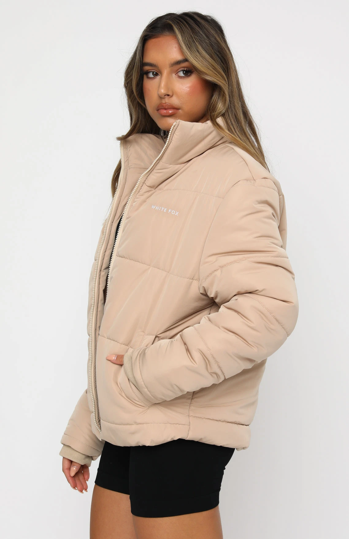 Not Giving In Puffer Jacket Sand - Image 3