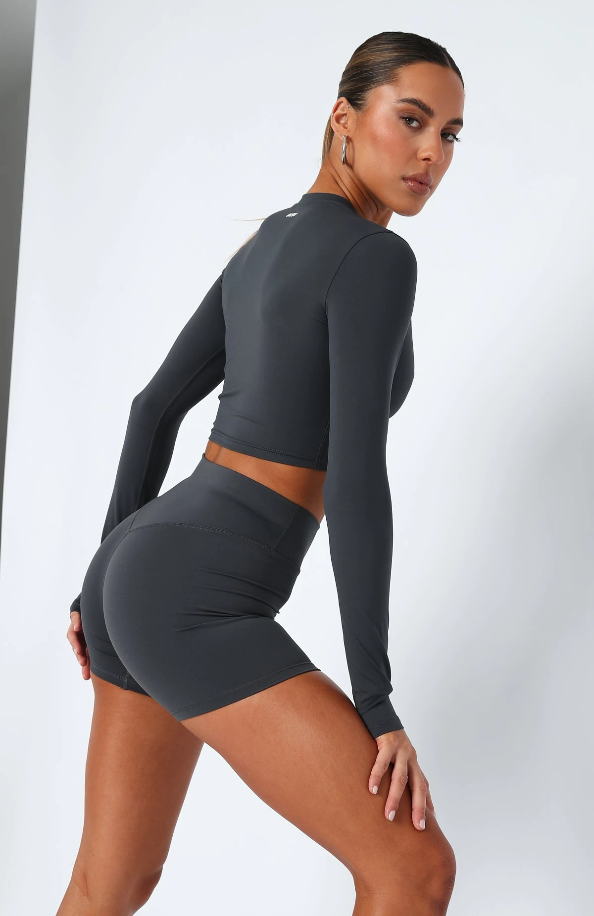 Always A Winner High Waisted Shorts Charcoal - Image 4