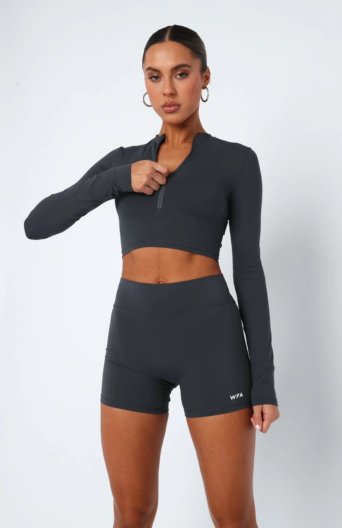 Always A Winner High Waisted Shorts Charcoal - Image 2