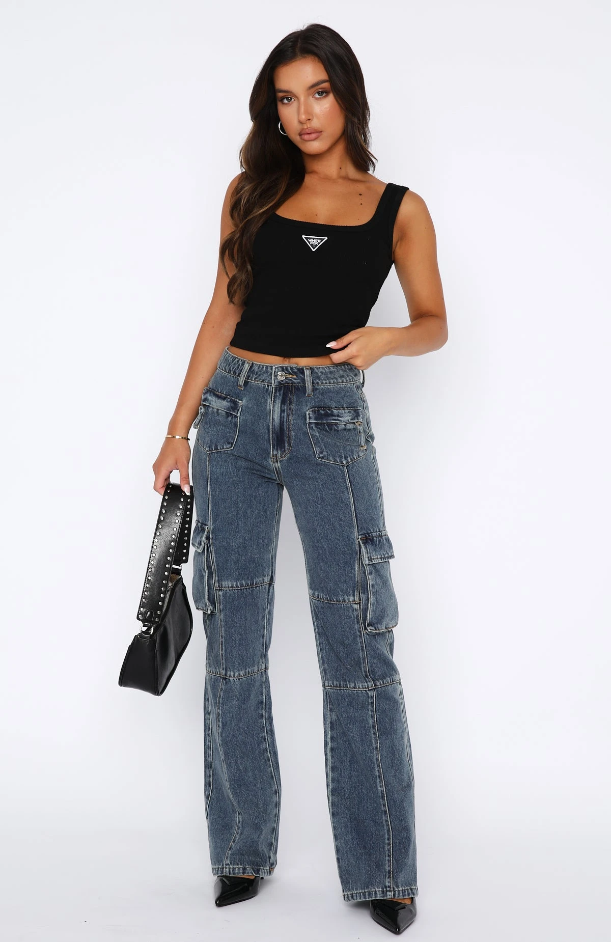 Incomplete Mid Rise Straight Leg Jeans Jive Blue - Image 2