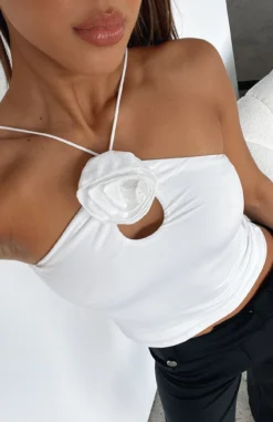 Big Decisions Rosette Top White