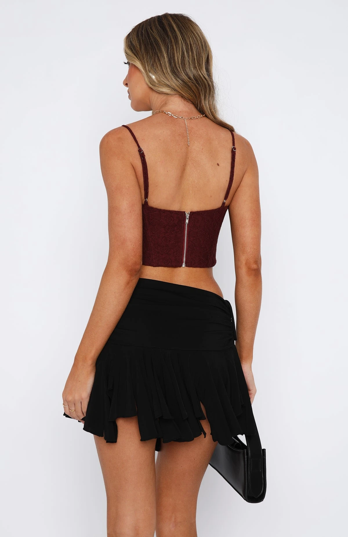 Out Of Luck Lace Bustier Wine - Image 4