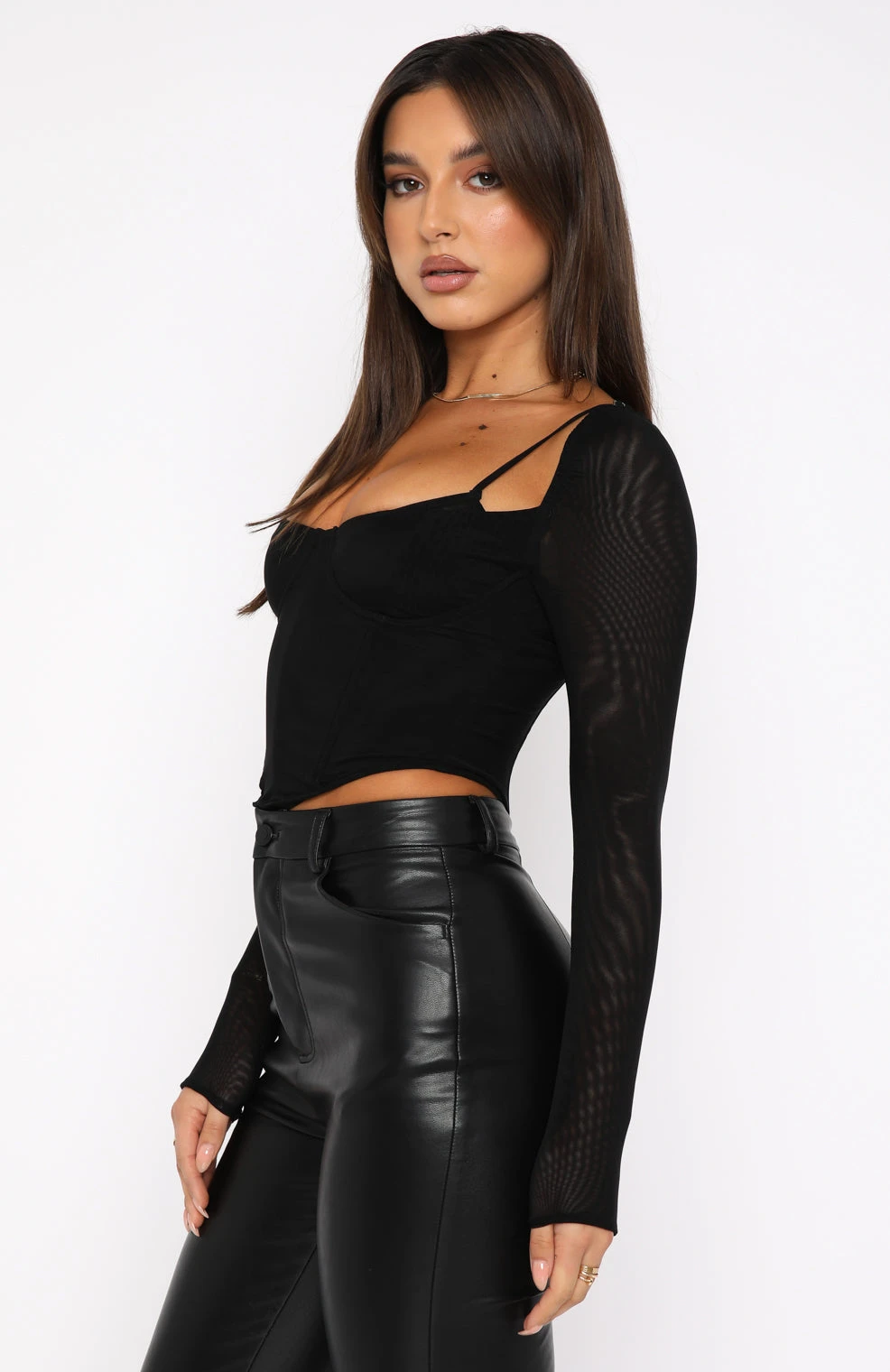 Treat Me Well Long Sleeve Bustier Black - Image 3