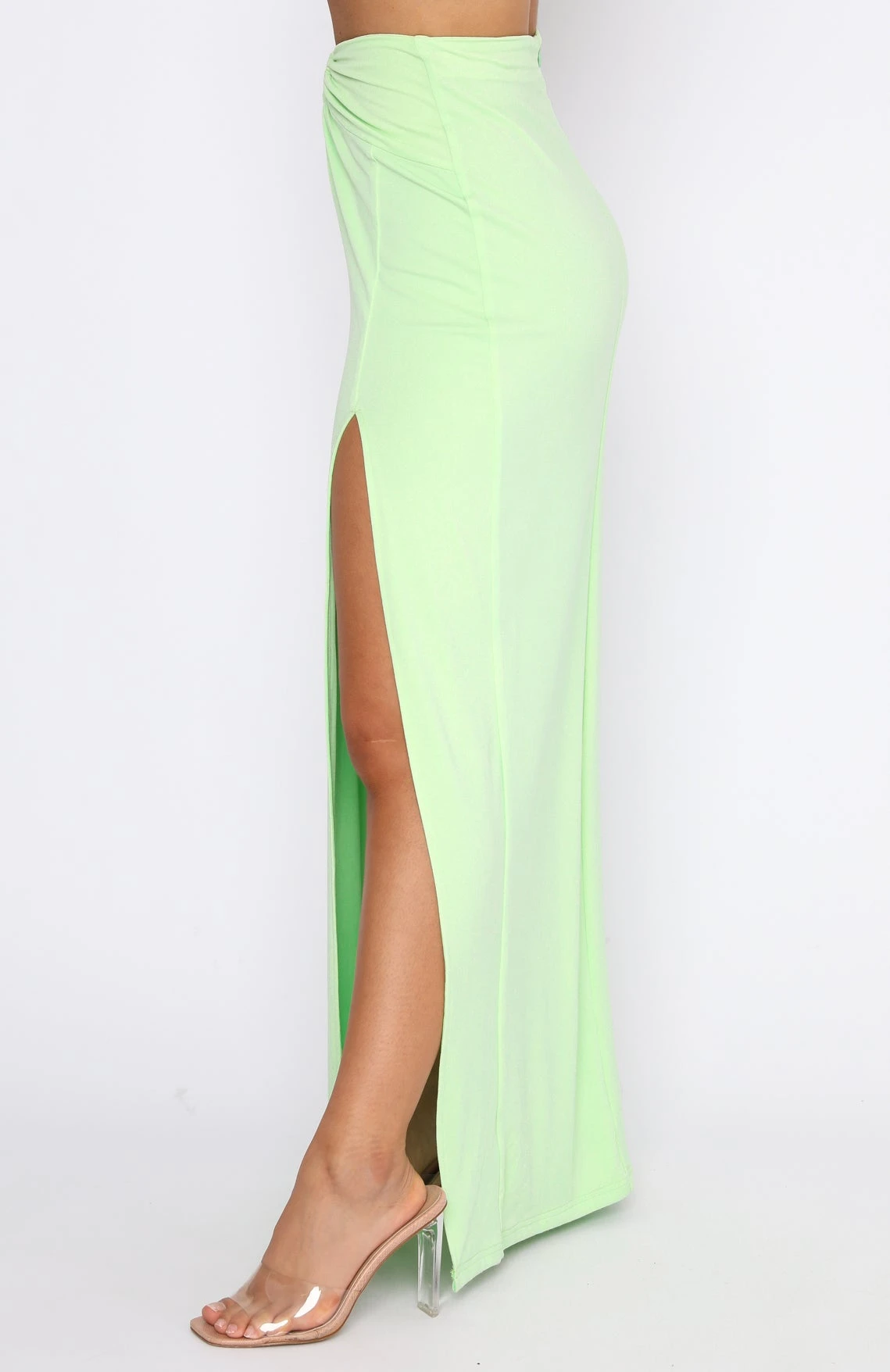 Read My Mind Maxi Skirt Lime - Image 3