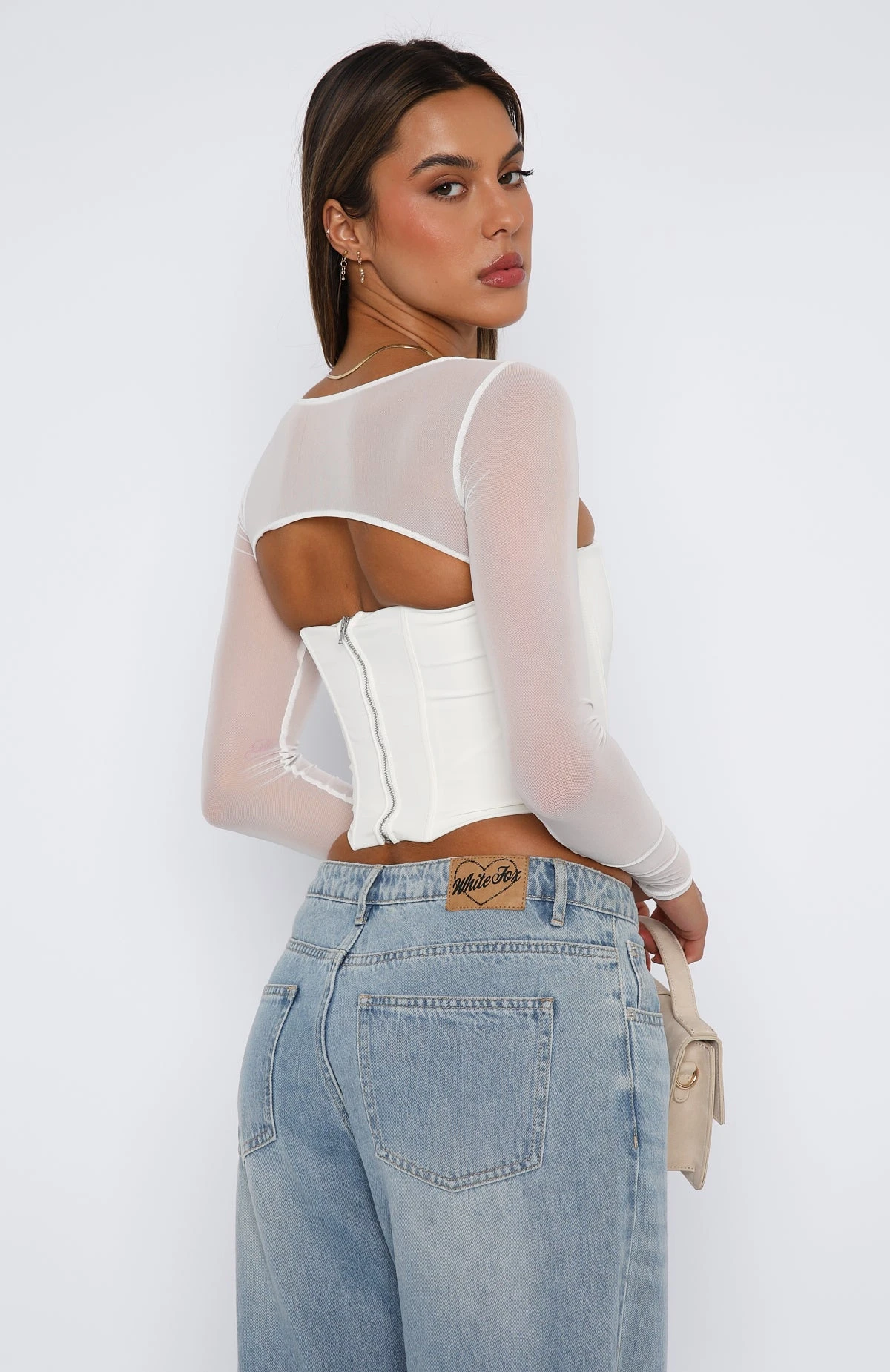 Notice Me Long Sleeve Bustier White - Image 4