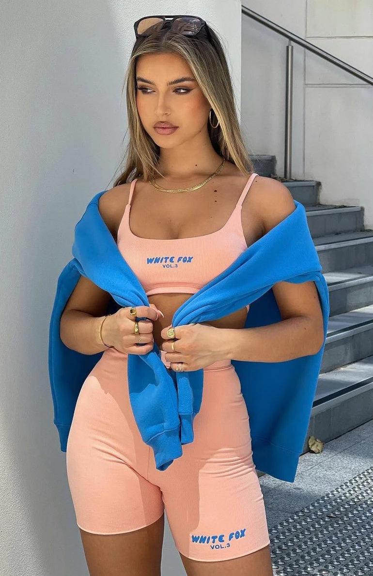 Offstage Ribbed Bike Shorts Apricot Ice - Image 8