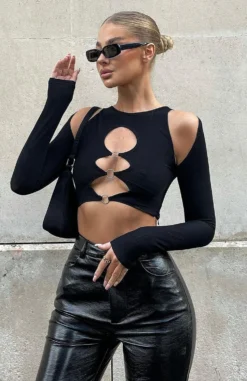 My Only Vice Long Sleeve Crop Black