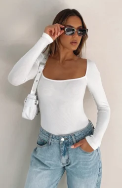 Pretty Picture Long Sleeve Bodysuit White