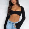 What About Me Long Sleeve Crop Black