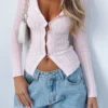 Changes Long Sleeve Knit Top Baby Pink