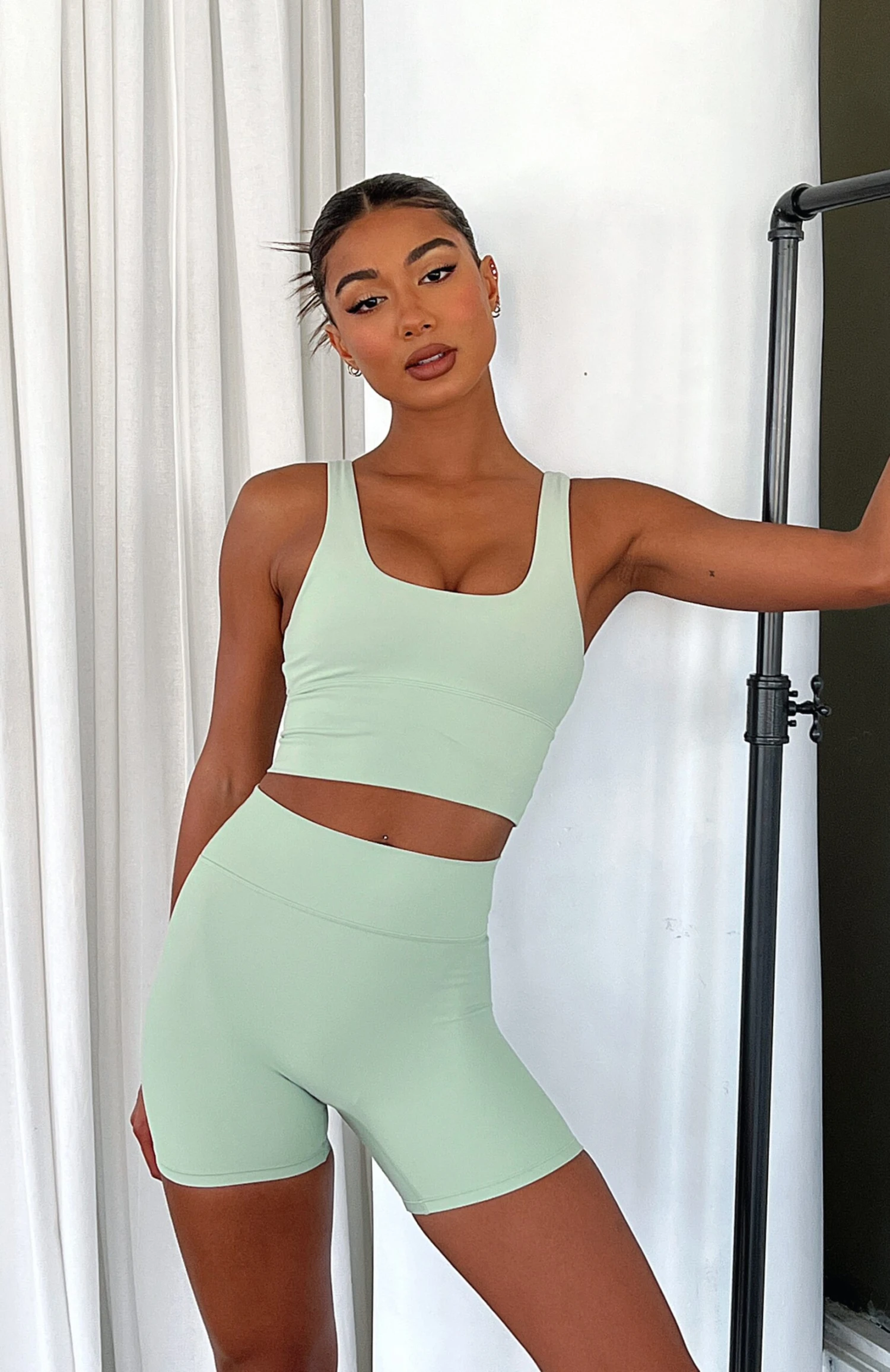 Keep Up High Waisted Shorts Sage - Image 6