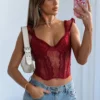 Coastline Dreaming Lace Bustier Wine