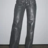 Feels Like Forever Low Rise Straight Jeans Metallic Denim