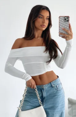 Not Alone Long Sleeve Crop White