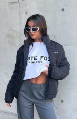 Not Giving In Puffer Jacket Black