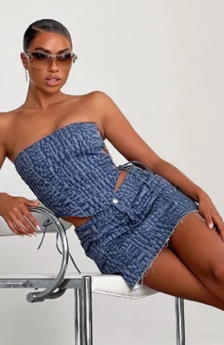 Power Hour Mini Skirt Navy Logo Print