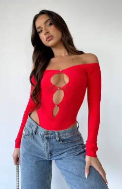 None Of Your Concern Bodysuit Red