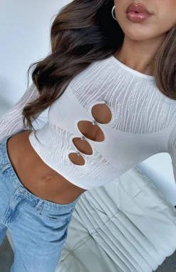 Promise Me Long Sleeve Crop Snow