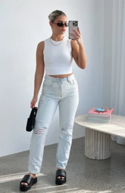 Piece Of Me High Rise Slim Leg Jeans Light Blue