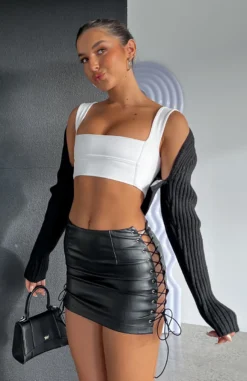 Sneak Away Mini PU Skirt Black