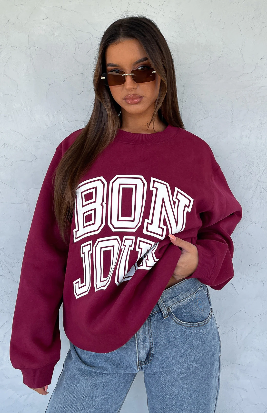 Take Me To Paris Oversized Sweater Wine - Image 5