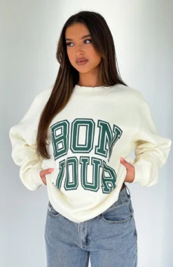 Take Me To Paris Oversized Sweater Cream