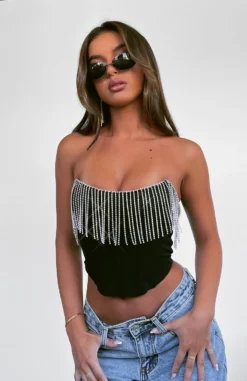 The Sweetest Thing Diamante Bustier Black