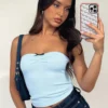 What Do You See Strapless Top Baby Blue