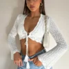 When You Know Long Sleeve Crochet Top White
